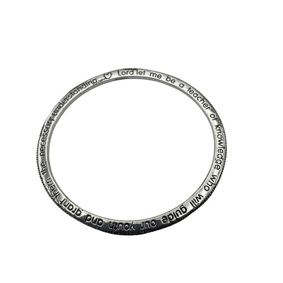 Silver Inspirational Bangle Bracelet Embossed Message Lord Let Me Be A Teacher - Picture 8 of 8
